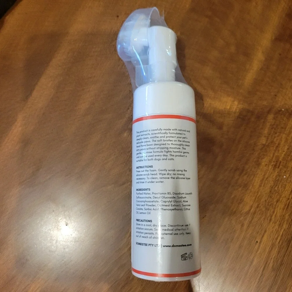 DOMESTEE Paw Cleanser 150ml Rinse-Free Foam Dogs Cats Silicone Brush New‎ Exp...